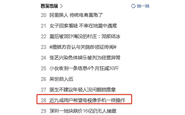 近九成用户希望电视像手机一样操作便捷，现在如你们所愿